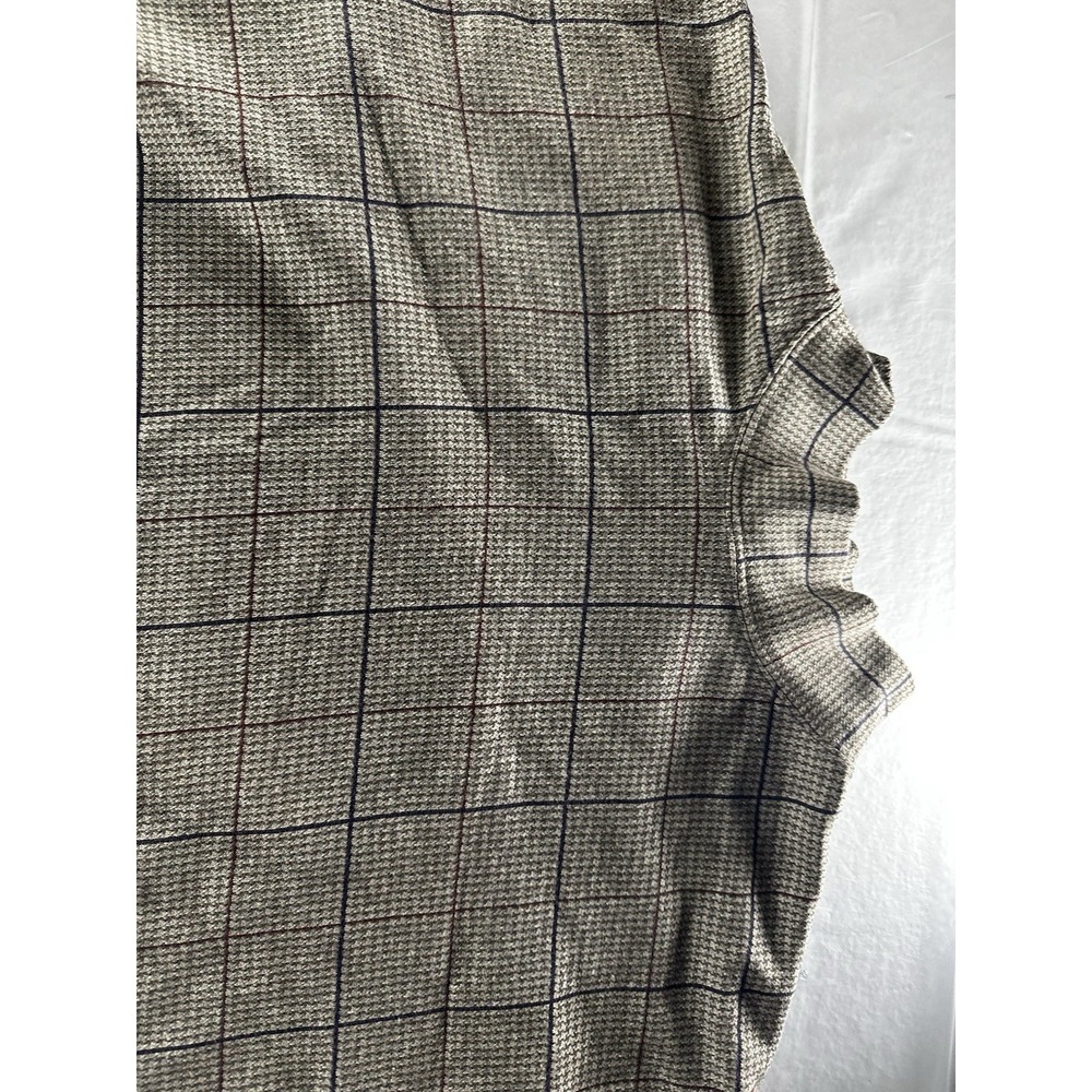 VTG L.L.Bean Mock Neck Windowpane Houndstooth Shirt Mens XL Beige USA Made - Picture 10 of 16